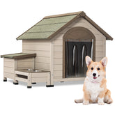 40" Outdoor Fir Wood Dog House with An Open Roof Ideal For Small to Medium Dogs